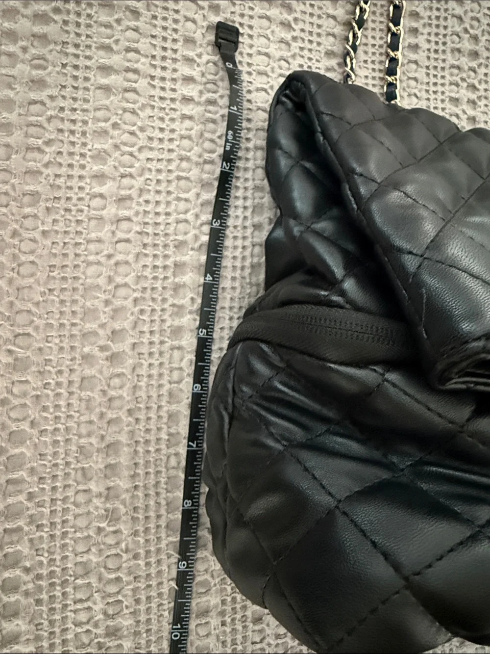 CARTHAN Ruthie Black Quilted Diaper Bag Crossbody Chain Strap
